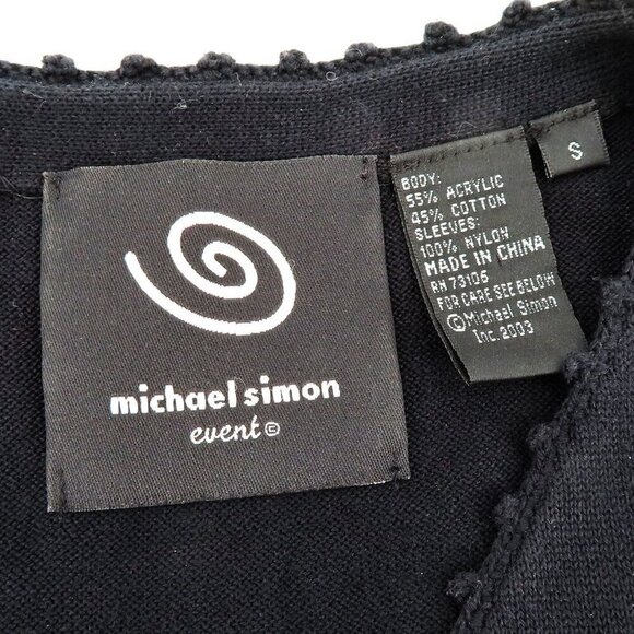 Michael Simon Women Small Rhinestone Spider Sheer Spiderweb Cardigan Sweater - Picture 6 of 9